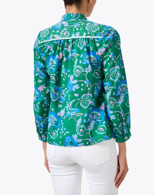 Athena Women's Green Floral Print 100% Cotton Casual Blouse