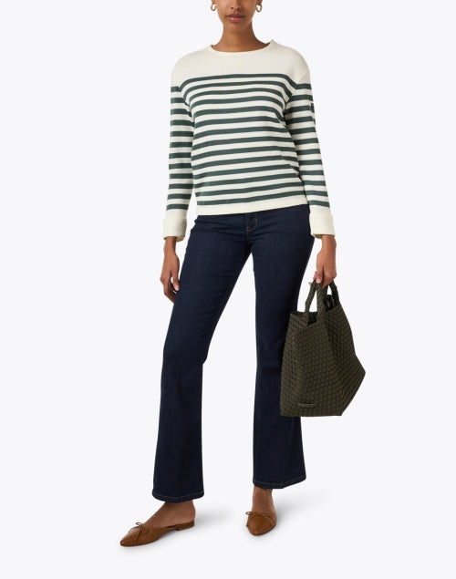 Medium-sized Olive Green Hand-woven St. Barths Neoprene Tote Handbag