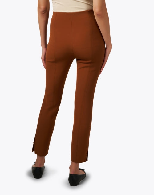 Stylish Brown Stretch Crepe Men's Trousers with Button Detail