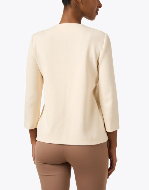 Elegant Ivory Collarless Fashion Jacket by Sileki