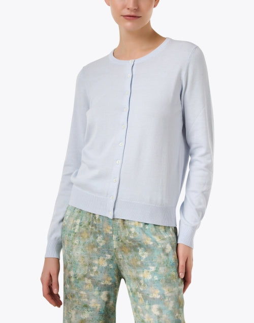 Stylish Blue Cotton - Blend Cardigan for Fashionable Layering