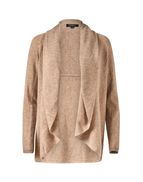 Elegant Taupe Cashmere Circular Knit Cardigan for Women
