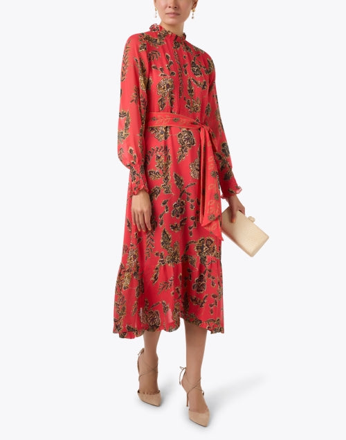 Stylish Gwynn Red Floral Print Women's Maxi Dress