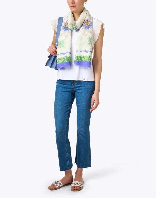 Hawn Branded Multi - Colored Pineapple Print Cotton and Silk Fashion Scarf