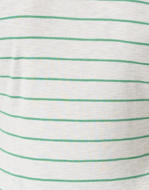 Elegant Ivory and Green Striped Women's Long Sleeve Top for Versatile Layering