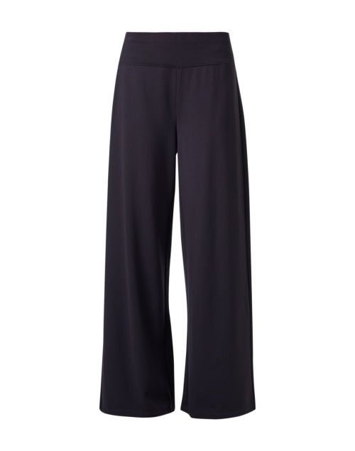 Navy-Colored Ponte Fabric Wide-Leg Women's Trousers