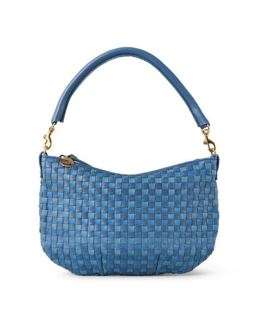 Stylish Petit Moyen Blue Hand - woven Italian Leather Shoulder Bag