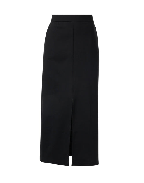 Stylish Black Ponte Skirt with Front Slit for Work to Weekend