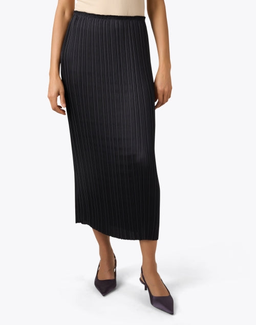 Stylish Black Lightweight Pleated Midi Pull - on Skirt