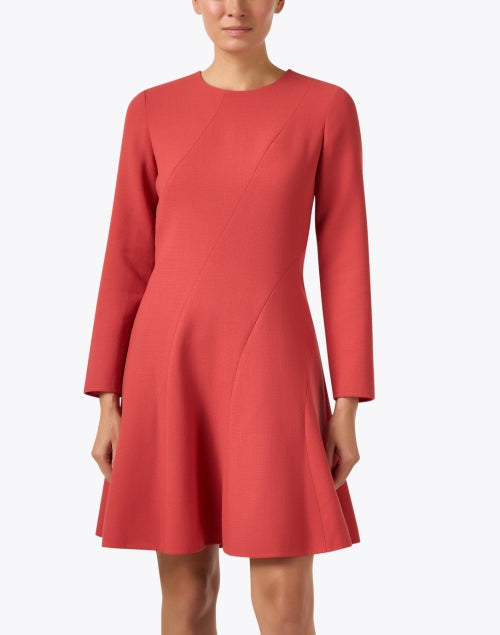 Stylish Brick Red Wool Flare Dress by Lafayette 148 New York