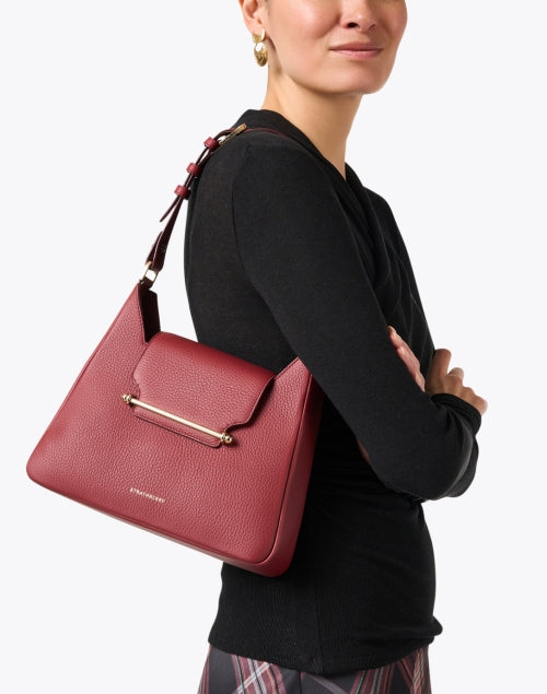 Stylish Multrees Red Leather Casual Hobo Shoulder and Crossbody Bag