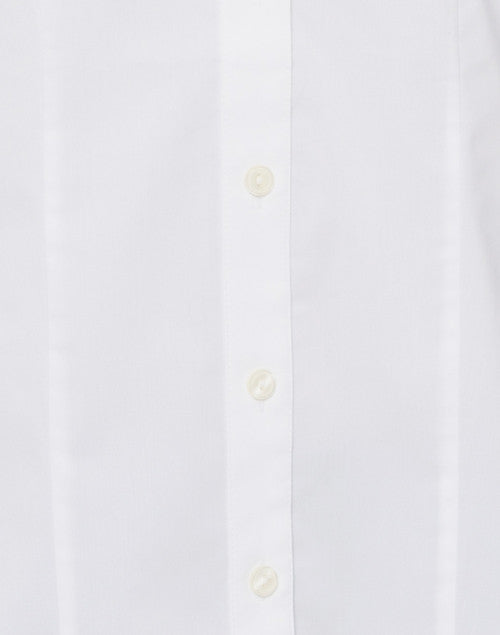 Stylish Jamie White Stretch Cotton and Jersey Button - Down Shirt