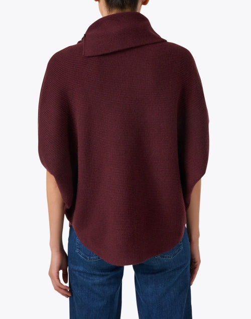 Stylish Burgundy Wool Poncho-Style Sweater for Transitional Seasons