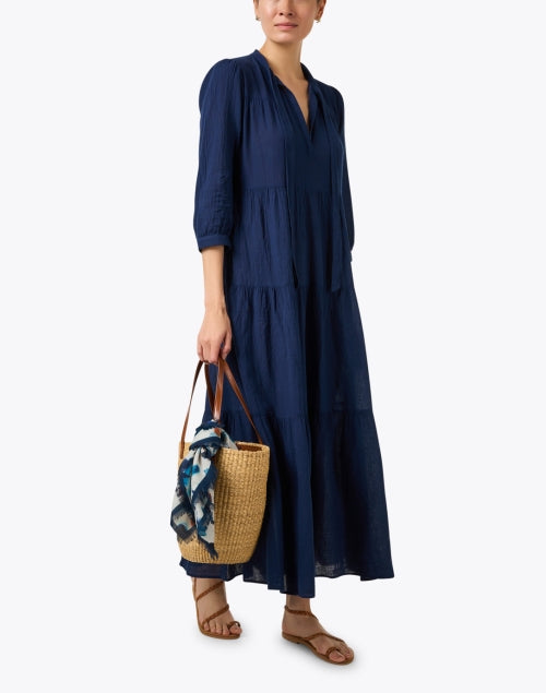 Navy Blue Cotton Gauze Giselle Women's Summer Dress