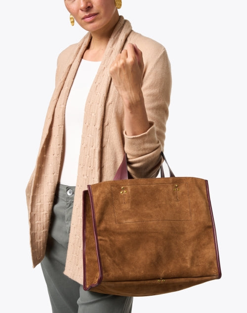 Jerome Dreyfuss Leon Luxury Brown Suede Everyday Carryall Bag