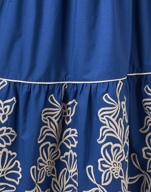 Stylish Nuvola Blue Cotton Embroidered Tiered Skirt