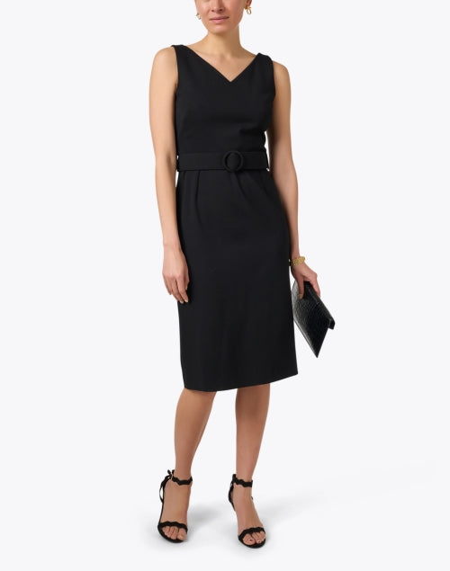 Stylish Monroe Black Jersey Adjustable Belt Pencil Dress
