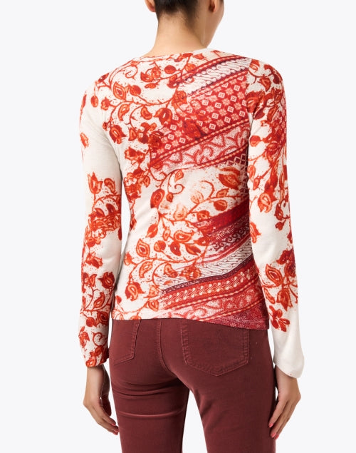 Stylish Red Floral Printed Women's Sweater for Casual Wear
