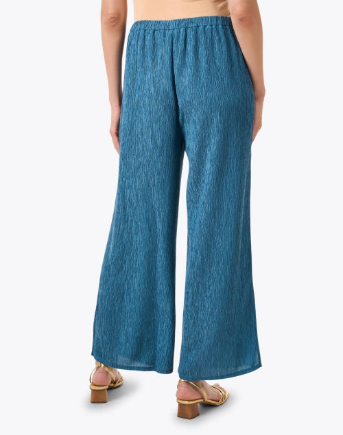 Stylish Cascade Blue Plisse Relaxed-Fit Wide Leg Pants