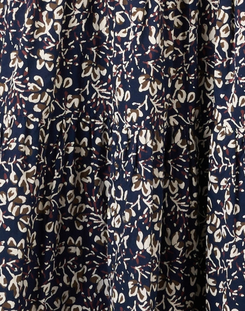 Stylish Luminile Navy Floral Women's Cotton Casual Dress
