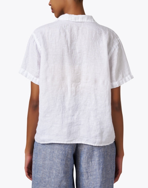 Comfortable California-Made White Linen Button-Down Top by Nic