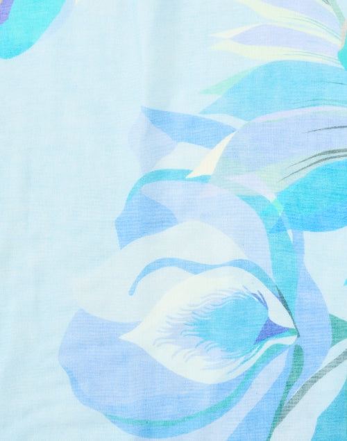 Exquisite Multi - Blue Printed Cashmere - Silk Scarf for Your Wardrobe