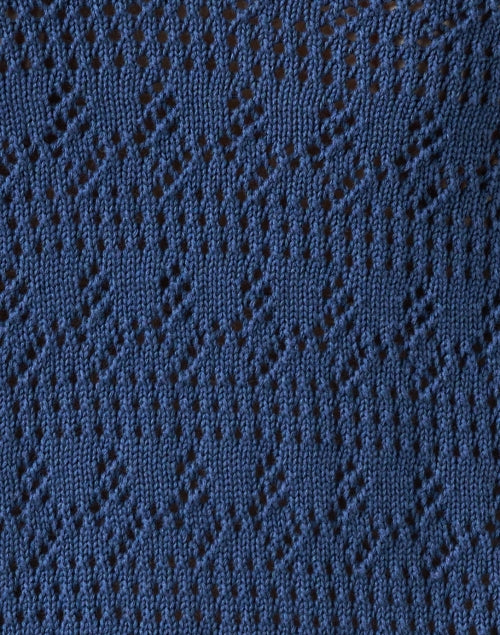 Stylish Navy Cotton Pointelle V-Neck Sweater for Layering