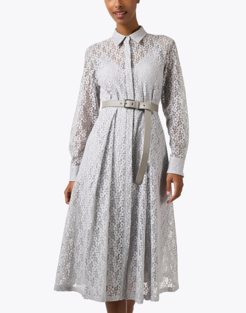 Stylish Canada Grey Delicate Lace Shirt Dress for Elegant Occasions