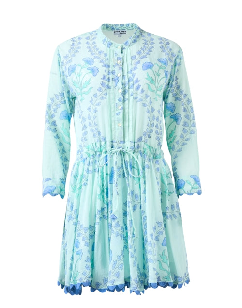 Vibrant Blue Ginkgo Patterned Women's Shirt Dress
