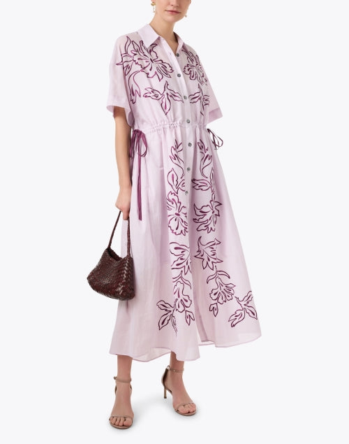 Stunning Tia Purple Floral Embroidered Cotton Ladies' Dress