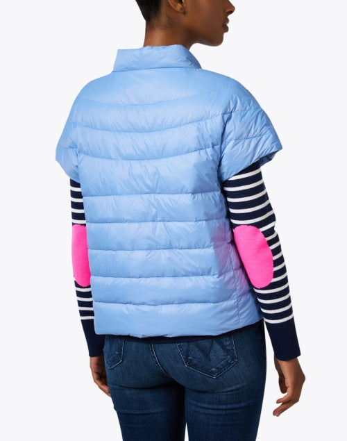 Stylish Blue Palm Beach Cropped Puffer Jacket for Chilly Days