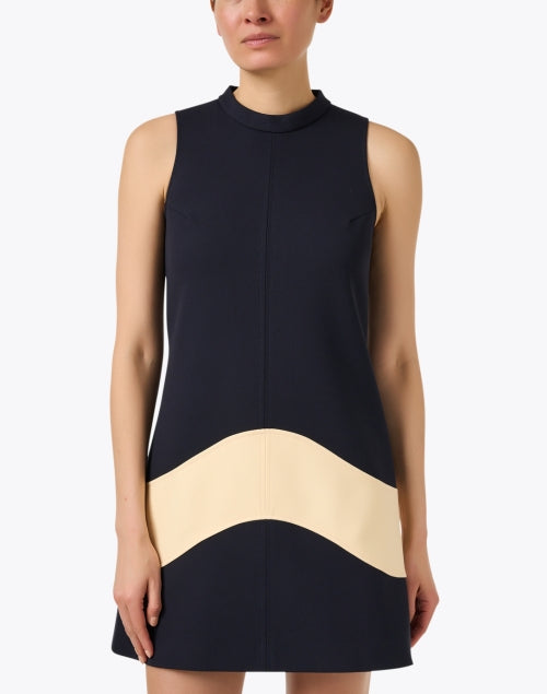 Stylish Navy and Beige Shift Regata Dress for Modern Women