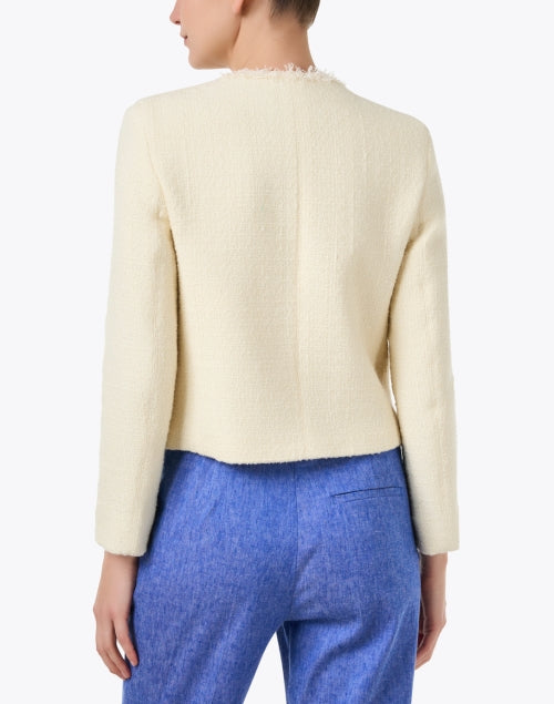 Weekend Max Mara's Stylish Ecru Wool-Blend Cropped Button-Front Jacket