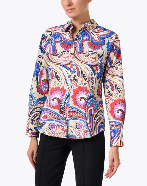 Stylish Diane Tan Paisley Printed Women's Blouse Top