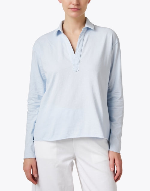 Patrick's Ice Blue Soft Popover Henley Casual Top
