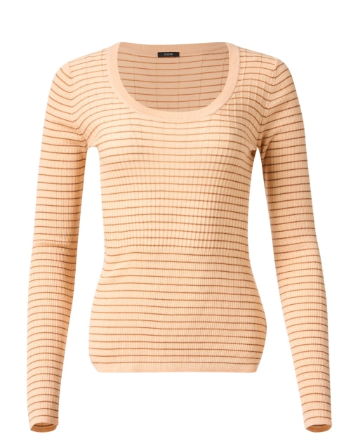 Elegant Orange Striped 100% Merino Wool Knit Top for Timeless Style