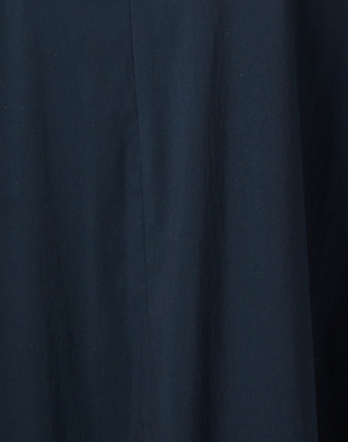 Navy Blue Lace-Trimmed Cotton Poplin Women's Dress for Formal Occasions
