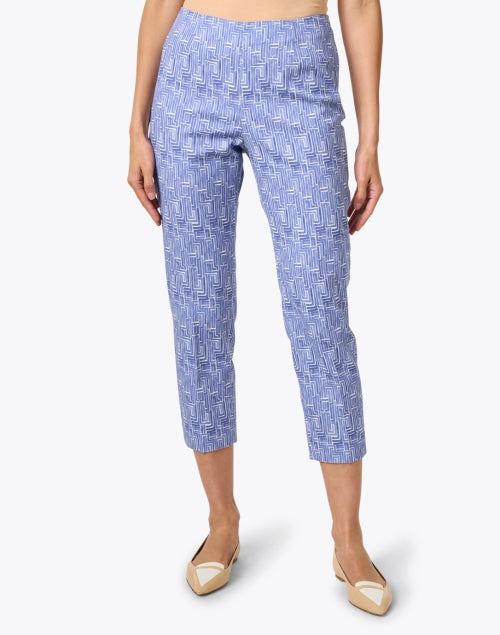 Stylish Blue Print Stretchable Cotton Dress Pants for Effortless Styling