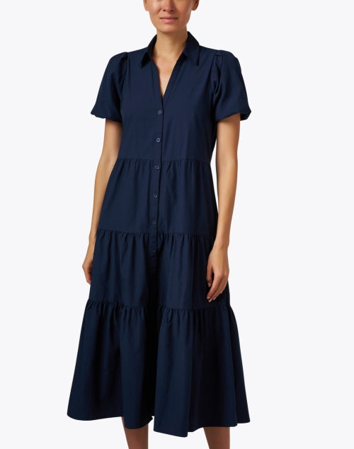 Navy Blue Havana Midi Women's Dress by Brochu Walker
