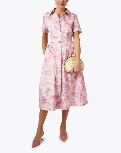 Stylish Cairo Pink Printed 100% Cotton Short-Sleeve Shirt Dress