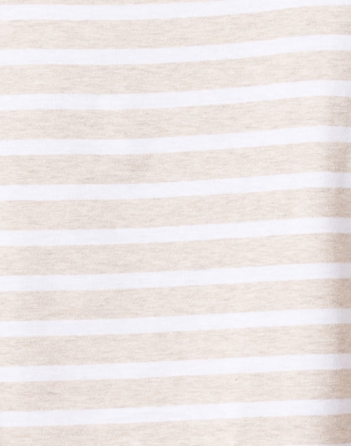 French-Crafted Etrille Beige and White Striped Short-Sleeve Cotton Crew Neck Tee