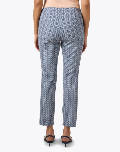 Stylish Anna Blue Print Stretch Pull - On Pants for Trendy Women
