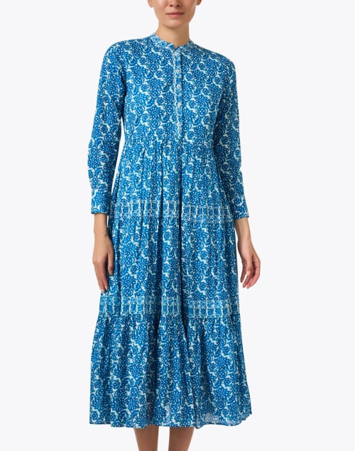Diwali Festival Blue Multi-Patterned Printed Maxi Dress