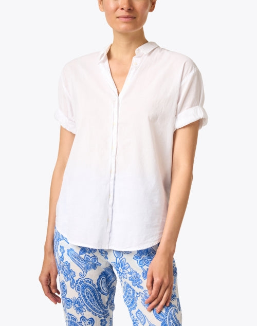 Lightweight Channing White 100% Cotton Short-Sleeve Shirt for Warm Weather
