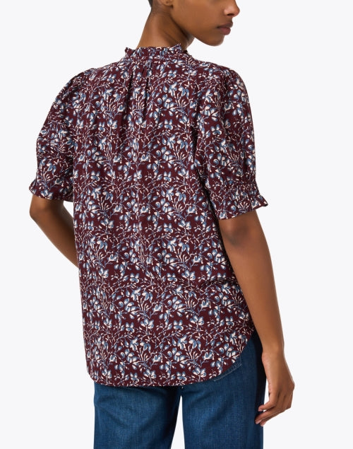 Stylish Los Altos Burgundy Floral-Printed Cotton Women's Top