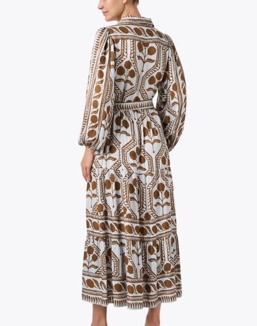 Stylish Omika Emery Women's Dress with Blue and Brown Print