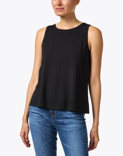 Stylish Black Stretch Jersey Knit Sleeveless Tank Top
