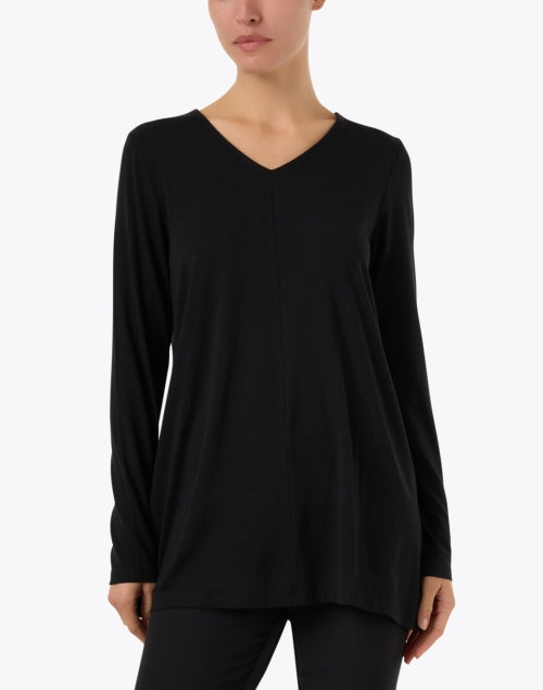Stylish Black Stretch Jersey Relaxed-Fit Tunic Top