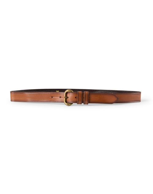 Stylish Vaimy Brown Leather Belt with Gold - Tone Buckle for Your Wardrobe