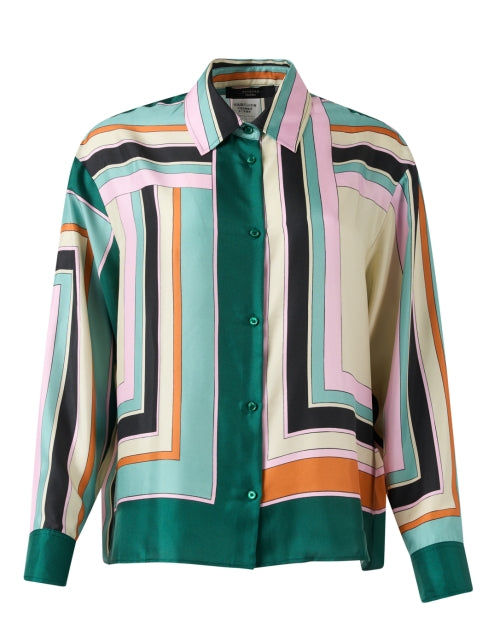 Formia 100% Silk Top with Colorful Multi - Geometric Print